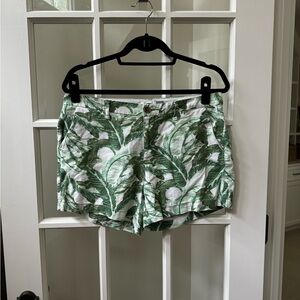 Tropical Leaf Linen Blend Shorts